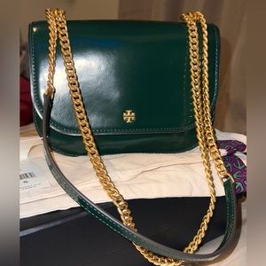 Tory Burch Emerson patent flap adjustable shoulder bag